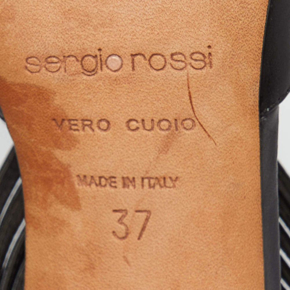Sergio Rossi Black Leather Strappy Sandals - Picture 9 of 9